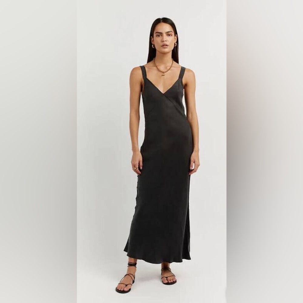 New DISSH Black Kendall Slip Maxi Dress Gown sz USA 6